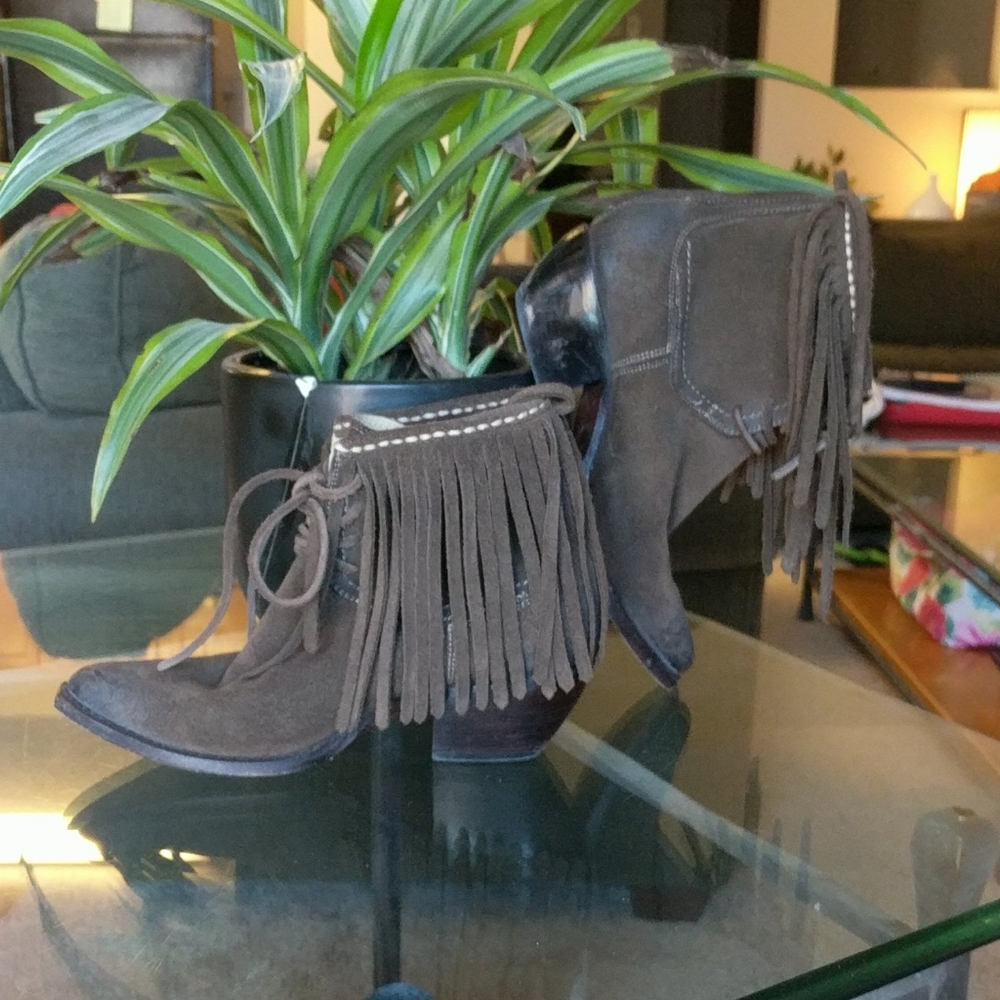 Frye Ankle Booties with Fringe